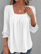 Nicole | Lässige Baumwollbluse mit eckigem Ausschnitt – Weiß