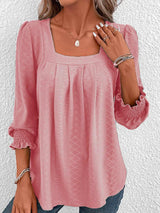 Nicole | Lässige Baumwollbluse mit eckigem Ausschnitt – Rosa