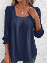 Nicole | Lässige Baumwollbluse mit eckigem Ausschnitt – Blau