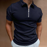 Emil Kurzarm-Poloshirt mit Reißverschluss – Marineblau