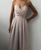 Eleganter ärmelloser Damen-Overall – Taupe