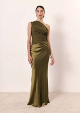 Damen Elegantes Maxikleid – Matcha