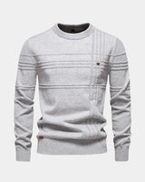 Nikolaj | Herren Baumwollpullover – Klassischer Baumwolle Pullover Herren – Hellgrau