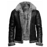 Noah | Elegante Lederjacke für Herren Mit Fell Winter – Grau