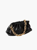 Lederclutch mit goldener Kette – Schwarz