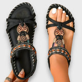 Arlena | Bohemian Sandalen mit orthopädischer Unterstützung – Schwarz
