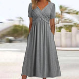 Katerielle | Stilvolles Midi-Kleid – Grau