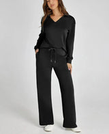 Damen Lounge-Set | zweiteilige Ausführung mit Top und Hose – Schwarz
