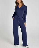Damen Lounge-Set | zweiteilige Ausführung mit Top und Hose – Marineblau