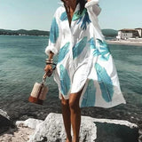 Damen Hemdblusenkleid aus Baumwolle mit Knöpfen und Taillenband – Sommerlook – Weiß - Feder