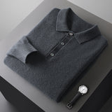 Samuel Strickpullover mit Polokragen und Knopfleiste – Dunkelgrau