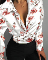 Magdalena | Bedruckte Bluse für Damen – Rot