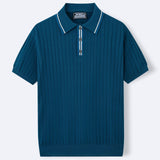 David Strick Poloshirt mit Kontrastkragen – Blaugrau