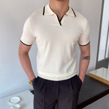 Jakob Polo mit Kontrastkragen – Beige