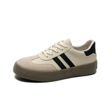 Serina Retro Gestreifte Sneakers – Beige