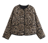 Else Steppjacke Rundhals Animalprint – Braun