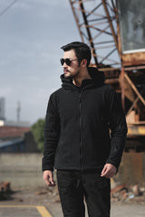 Rollkragenjacke mit mehreren Taschen – Schwarz