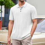 Isaak Ribbed Polo Shirt mit Kurzarm – Weiß