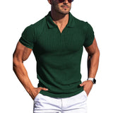 Johan Ribbed Polo mit Kurzarm – Grün