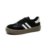 Serina Retro Gestreifte Sneakers – Schwarz