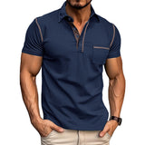 Norbert Polo mit Kontrasten und Brusttasche – Marineblau