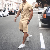 Jarek Kurzarm T-Shirt und Shorts Set – Khaki