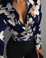 Magdalena | Bedruckte Bluse für Damen – Blau