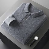 Samuel Strickpullover mit Polokragen und Knopfleiste – Hellgrau