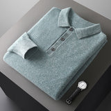 Samuel Strickpullover mit Polokragen und Knopfleiste – Grün
