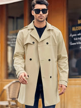 Herren eleganter Trenchcoat mit praktischen Taschen Aliams – Khaki