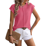 Jade | Damen Strick-Top Kurzarm Rundhals Sommer Casual – Rosa