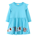 Mädchen Langarmkleid mit fröhlichem Meerschweinchen-Motiv Drune – Lila