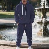 Herren nan utilitaristisches Kapuzenpullover und Cargo-Jogginghose Set Drune – Navyblau