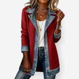 Emili | Damen Jacke aus Denim-Mischgewebe – Denim Mix Jacke Damen – Rot