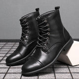 Herren Stiefel | Schnürfront mit durchgehender Schafthöhe – Tiefschwarz