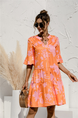 Damen Kleid Mini | tiefe Taille und gleichmäßige Schnittführung – Orange