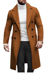 Herren eleganter Langmantel mit seitlichen Eingrifftaschen Aliams – Braun