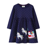 Mädchen Langarmkleid mit festlichem Einhorn-Motiv Drune – Dunkelblau