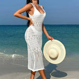 Damen lässiges Häkel-Strandkleid Drune – Weiß