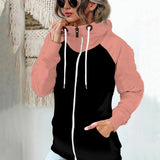 Damen nan Kapuzenjacke mit hohem Stehkragen, durchgehendem Reißverschluss und Raglanärmeln Drune – Pink