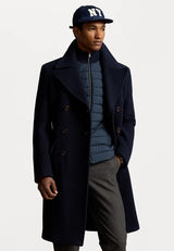 Herren eleganter doppelter Wollmantel mit abnehmbarer Steppjacke Aliams – Marineblau