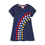Mädchen T-Shirt Kleid mit buntem Herz-Stickdesign Drune – Blau