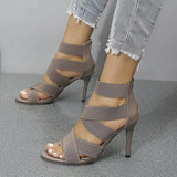 Damen High-Heel-Sandaletten mit eleganten Riemen und komfortablem Plateau Drune – Khaki