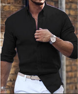 Elias – Herren Freizeithemd mit Knopfleiste und Slim Fit – Schwarz