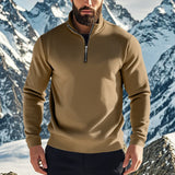 Herren nan halbhoher Reißverschluss-Sweatpullover mit Stehkragen weichem Fleecefutter und elastischen Bündchen Drune – Khaki