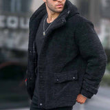 Herren kuschelige Teddyfelljacke Aliams – Schwarz