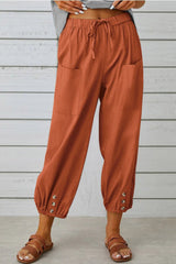 Analyn - Stylische Haremshose mit Knopfdetail – Orange