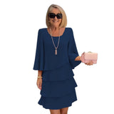 Margaux | Elegantes Midi-Kleid mit Rüschen – Blau