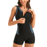Damen Sportlicher Schwimmanzug mit durchgehendem Reißverschluss Drune – Grau