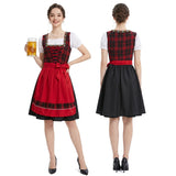 Damen nan traditionelles Trachten-Dirndl mit Schnürleiste, A-Linie Rock und Schleifen-Schürze Drune – 8781 Rot